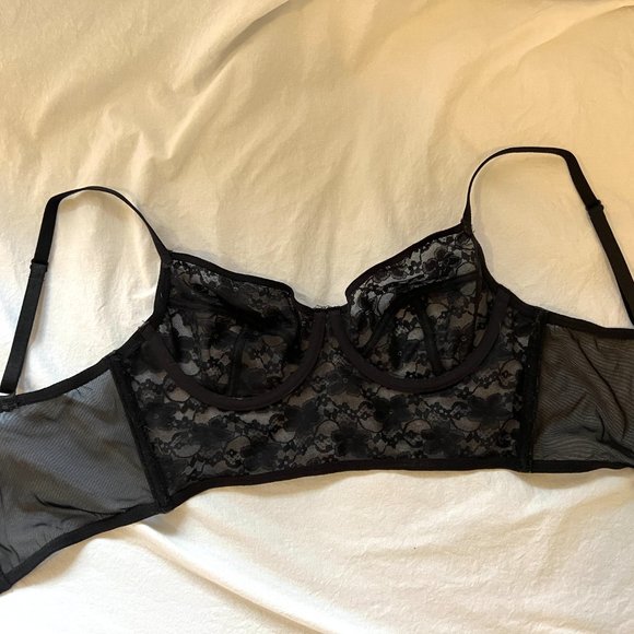 ASOS Black Lace Underwire Longline Bustier Bra, Size S, 34B - Picture 9 of 9
